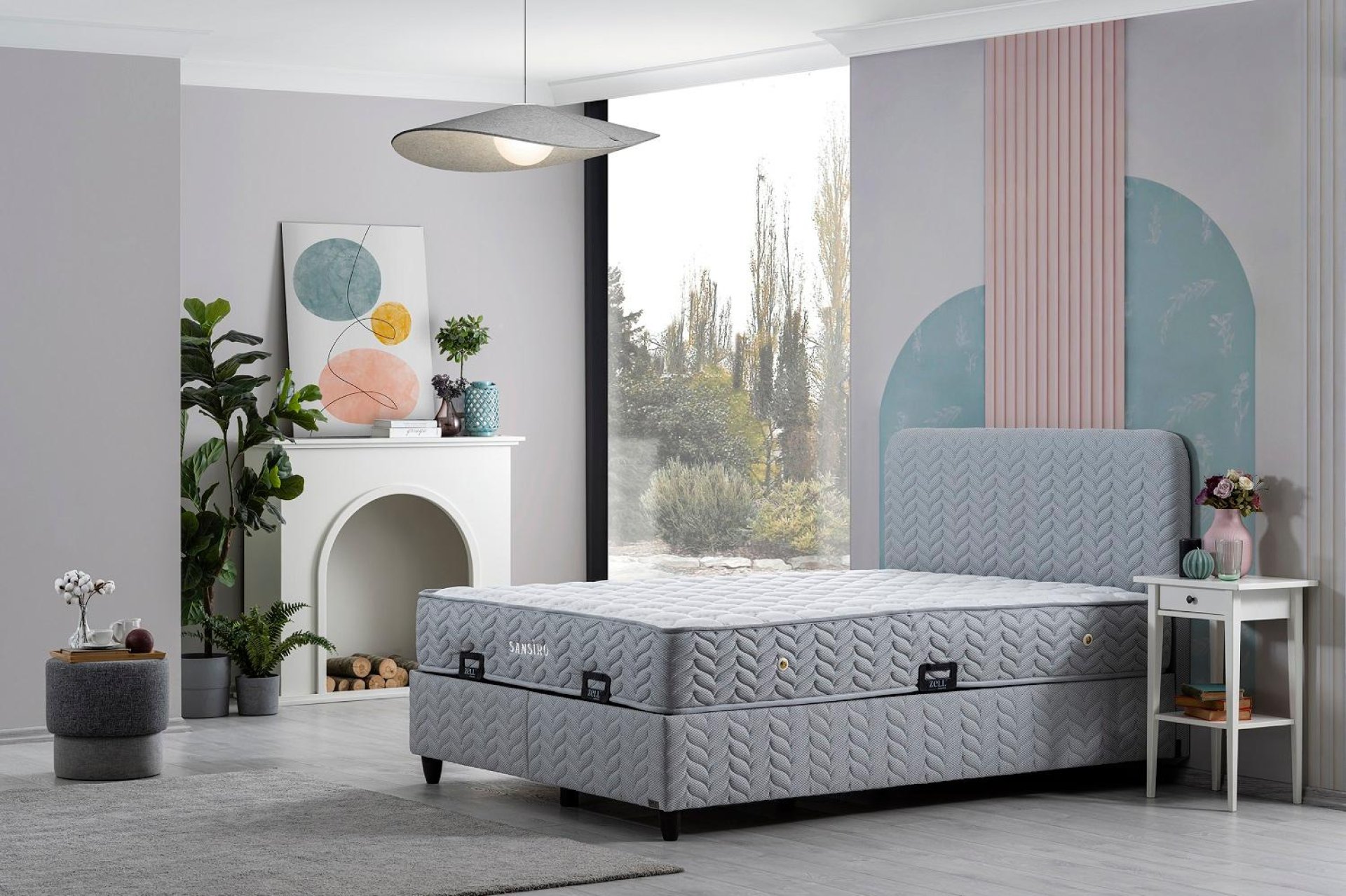 SANSIRO BED BASE HEADBOARD SET