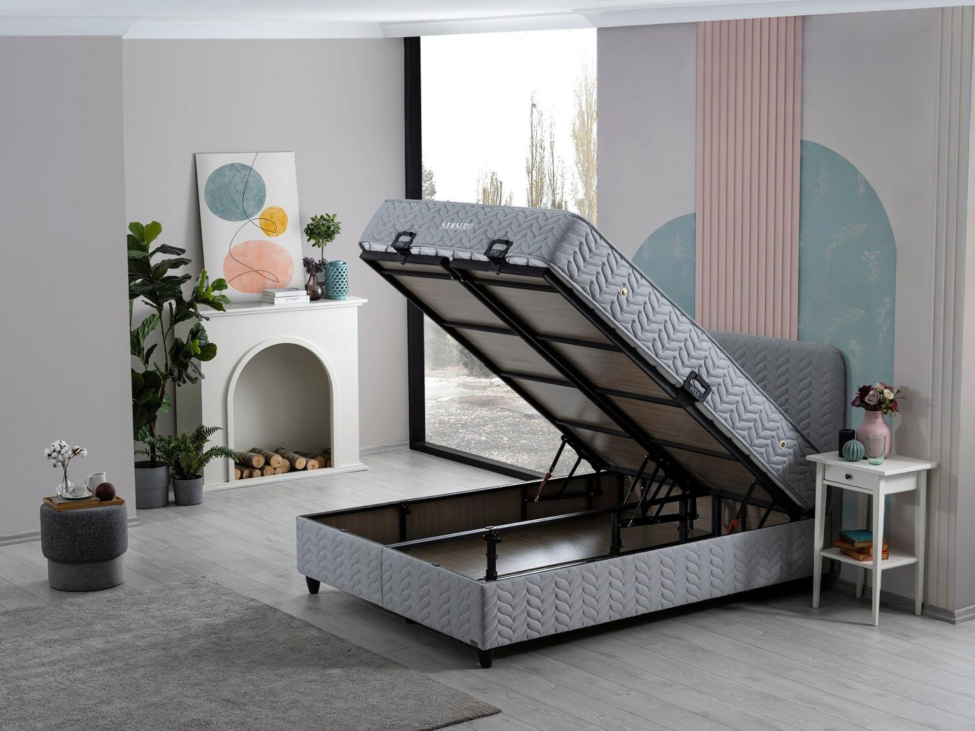 SANSIRO BED BASE HEADBOARD SET